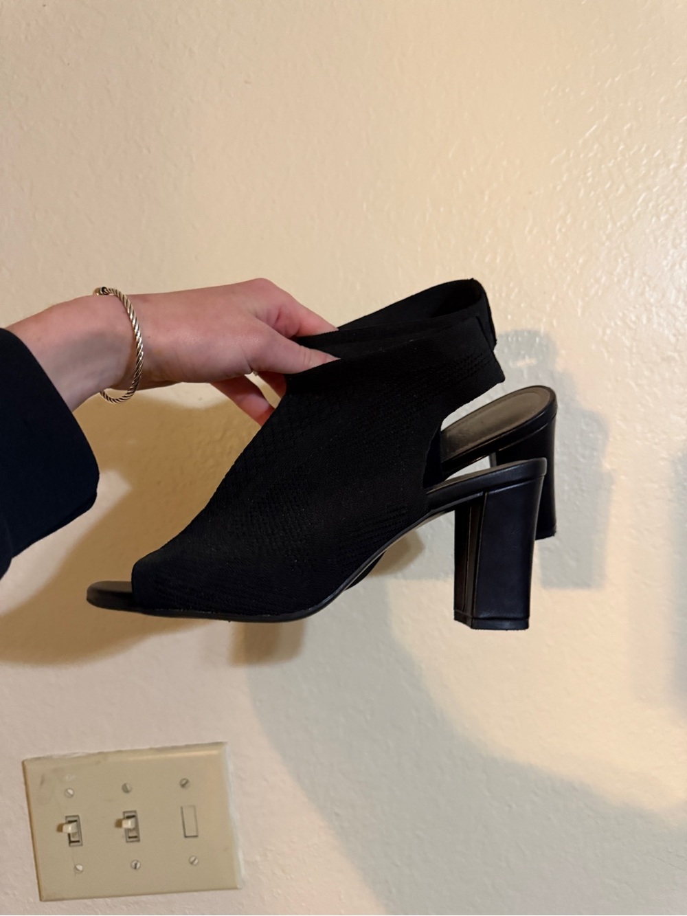 Black Open-Toe Block Heel Slingback Women’s Shoe